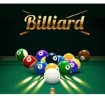 Close-up of billiard balls on a green table