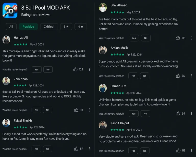 Reviews About 8 Ball Pool Mod APK